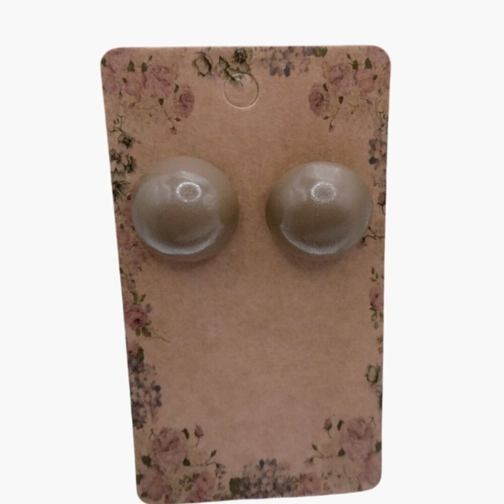 Tan Dome Pierced Post Earrings Vintage